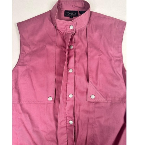 Vintage LeSport Tomboy Pink 100% Cotton Snap Button Boho Y2K Vest Women's Size 9 - Picture 4 of 8